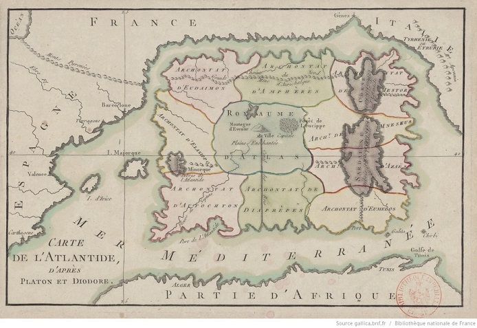 Carte de l'Atlantide : d'après Platon et Diodore