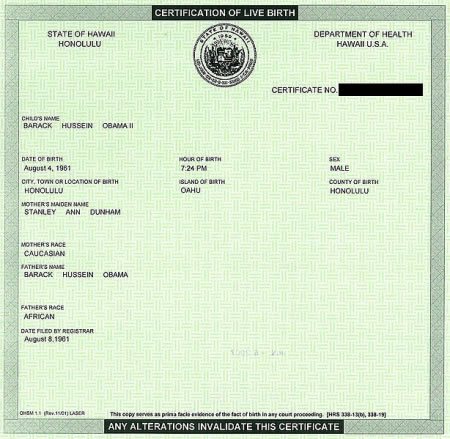 Certificat de naissance