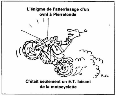 L’énigme de l’atterrissage d’un ovni à Pierrefonds : c’était seulement un E.T. faisant de la motocyclette.